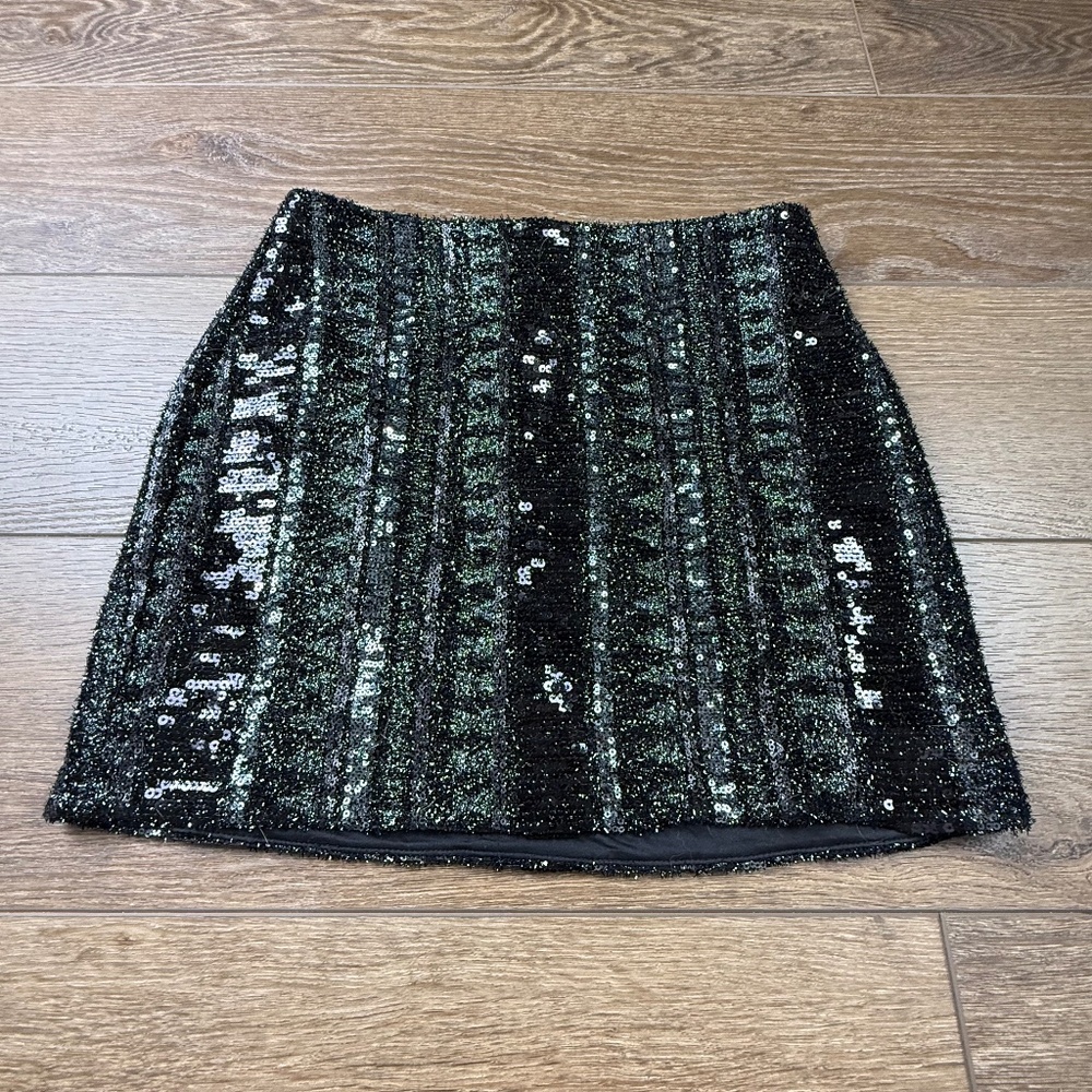 Express Women's Sequin Mini Skirt Black/Gunmetal Size 2, Holiday, Party, Fall